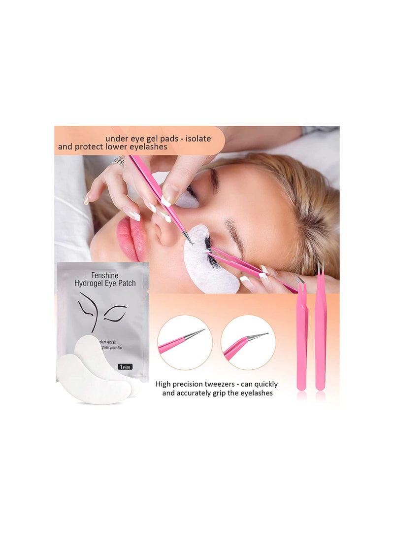 Eyelash Extension Supplies Kit Eyelash Fan Dryer Tweezers Glue Rings Mascara Wands Eyelash Micro Brushes Applicators Eye Pads Patches Tapes - Image 3