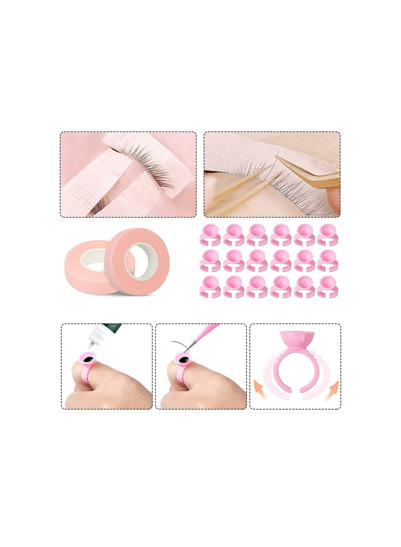 Eyelash Extension Supplies Kit Eyelash Fan Dryer Tweezers Glue Rings Mascara Wands Eyelash Micro Brushes Applicators Eye Pads Patches Tapes - Image 2