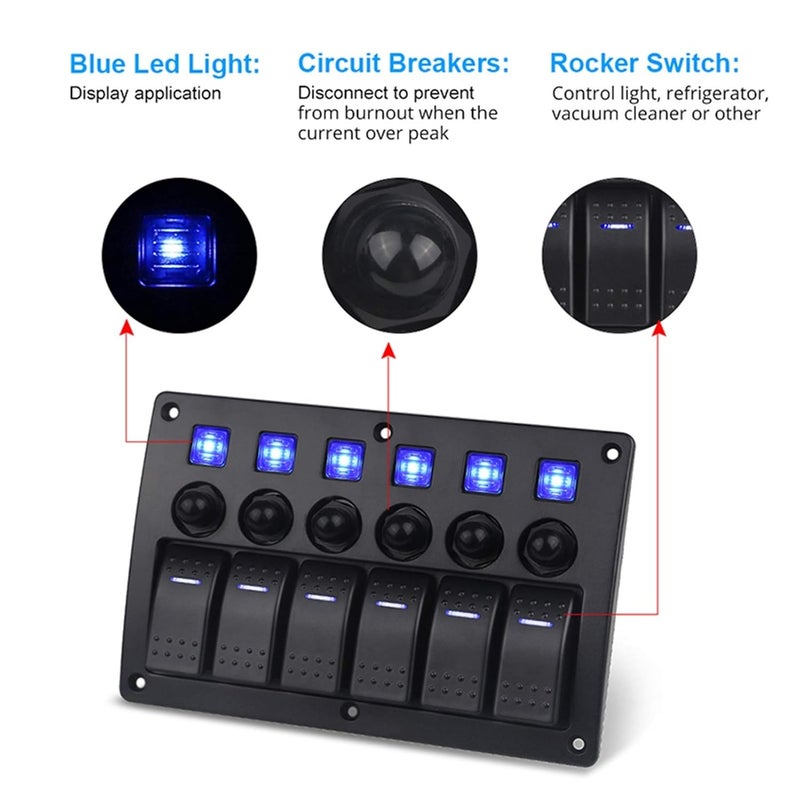 Wivplex 6 Gang Rocker Switch Panel for Vehicles - Image 4