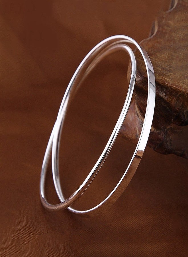 Merdia 990 Solid Sterling Silver Polished and Rough Twisted Bangle Bracelet for Women | Silver Bracelets for Women | 925 Sterling Silver Bracelets for Women | Jewelry Bracelets | Bangle Bracelet for Her 2.36" - Image 4