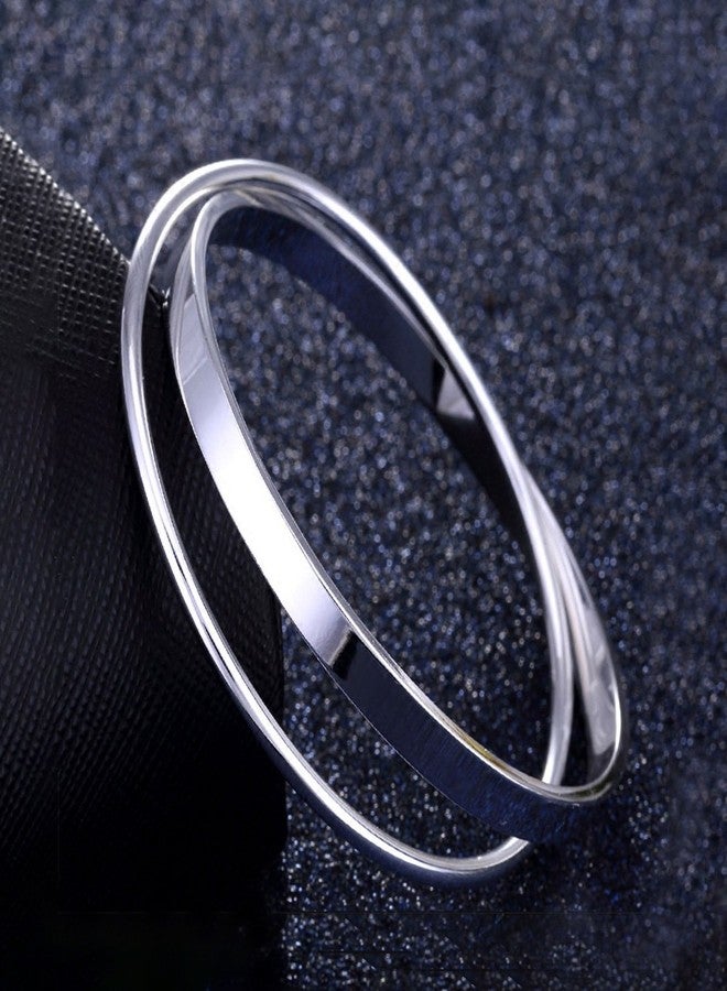 Merdia 990 Solid Sterling Silver Polished and Rough Twisted Bangle Bracelet for Women | Silver Bracelets for Women | 925 Sterling Silver Bracelets for Women | Jewelry Bracelets | Bangle Bracelet for Her 2.36" - Image 5