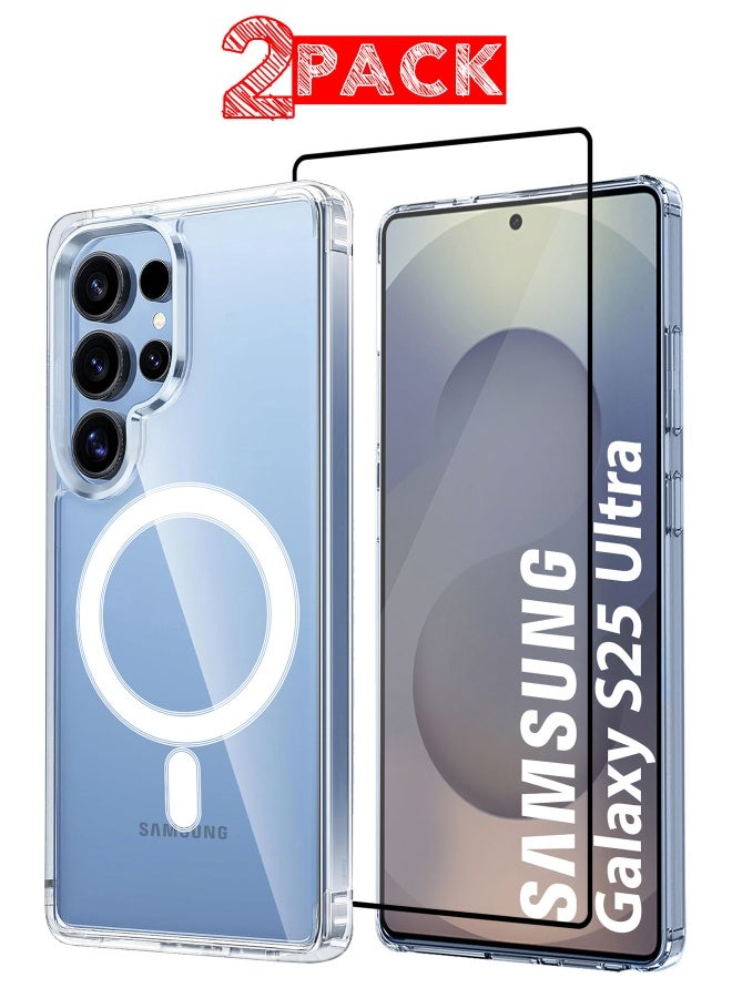 DUSALA 2Packs Samsung Galaxy S25 Ultra MagSafe Case Support Wireless Charging Slim Thin Magnetic Cover Anti Scratch Shockproof Hard Transparent Phone Case Compatible with Samsung Galaxy S25 Ultra 6.8 Inch - Image 1