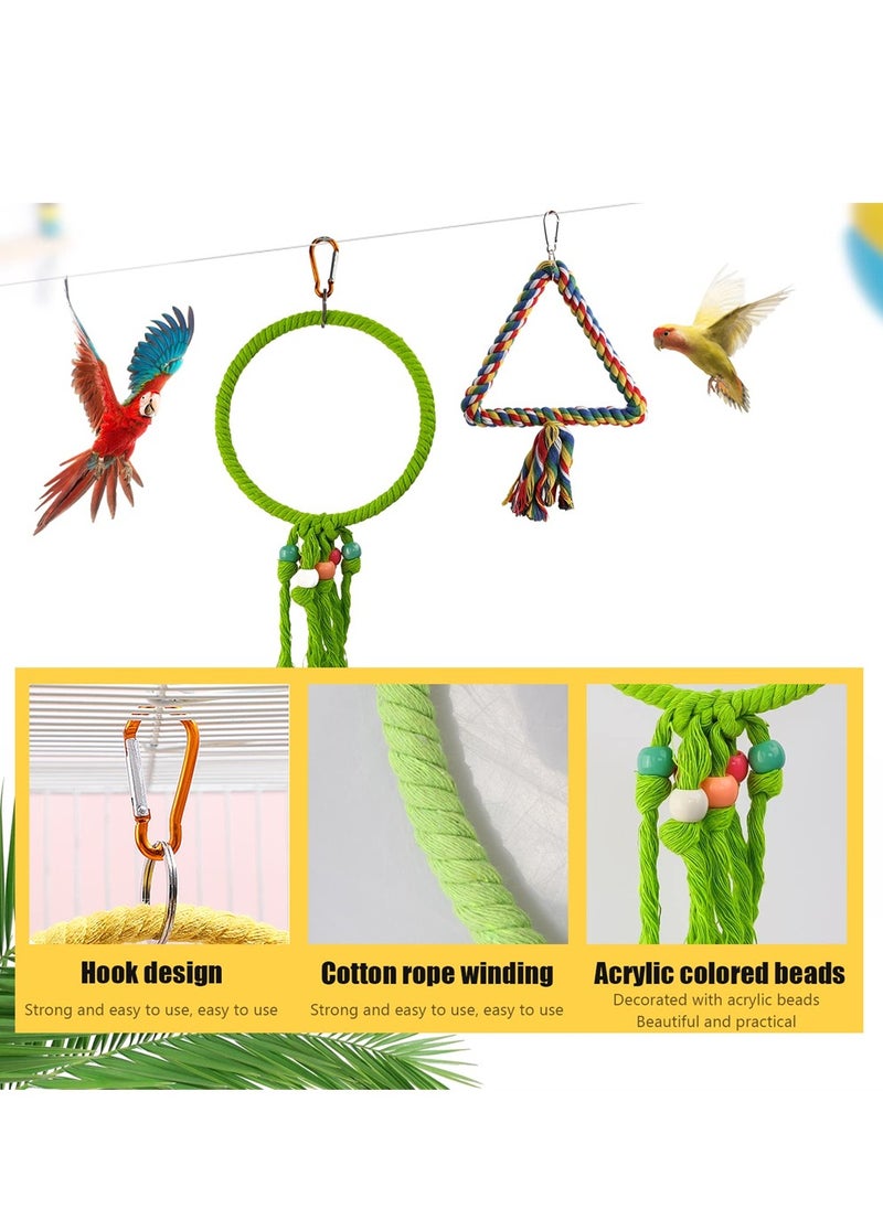 SYOSI Bird Cotton Rope Swing, Super Large Size Hanging Bird Parrot Rope Perch Parrot Play Stand, Bite Resistance Swing Rope Ring Boredom Breaker for Budgie, Cockatiels  - Image 3