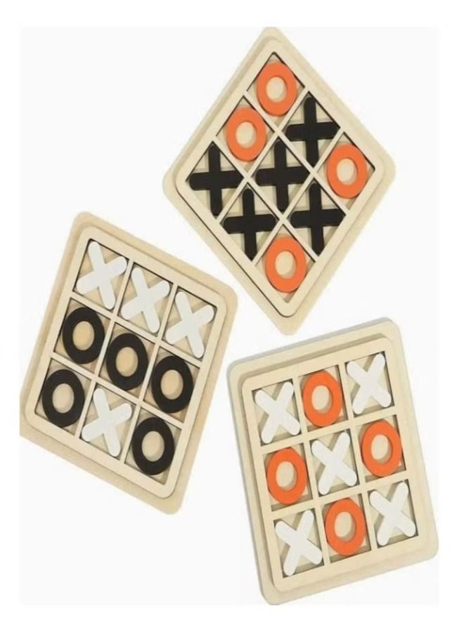 Set of 3 Wooden Board And Crosses Tic Tac Toe xoxo Game Set