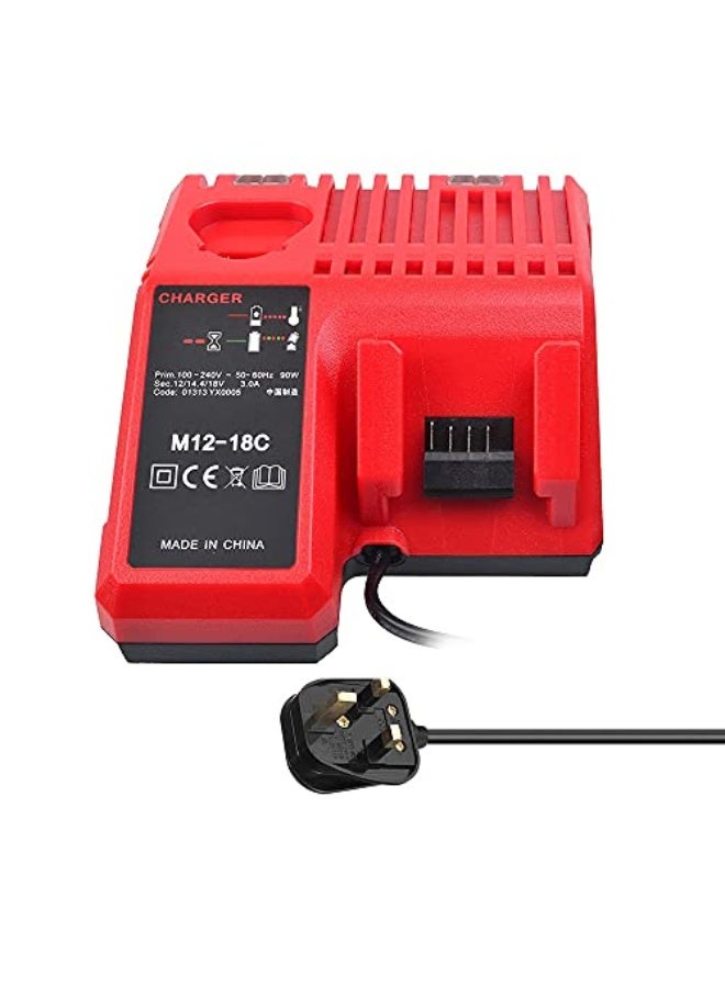 ميلواكي شاحن بطارية ليثيوم أيون M12-18C لميلووكي 12 فولت 14.4 فولت 18 فولت C1418C 48-11-1815/1828/1840 M18 M14 M12 بطارية ليثيوم - Image 1