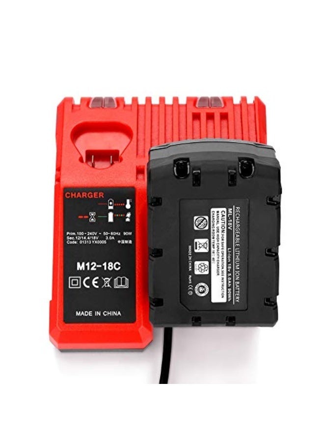 ميلواكي شاحن بطارية ليثيوم أيون M12-18C لميلووكي 12 فولت 14.4 فولت 18 فولت C1418C 48-11-1815/1828/1840 M18 M14 M12 بطارية ليثيوم - Image 4