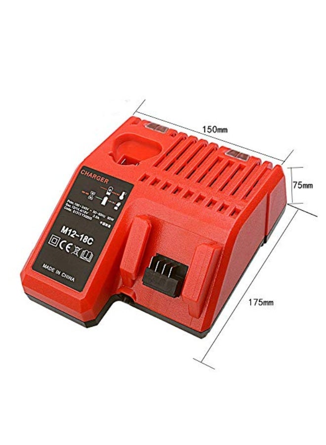 ميلواكي شاحن بطارية ليثيوم أيون M12-18C لميلووكي 12 فولت 14.4 فولت 18 فولت C1418C 48-11-1815/1828/1840 M18 M14 M12 بطارية ليثيوم - Image 2