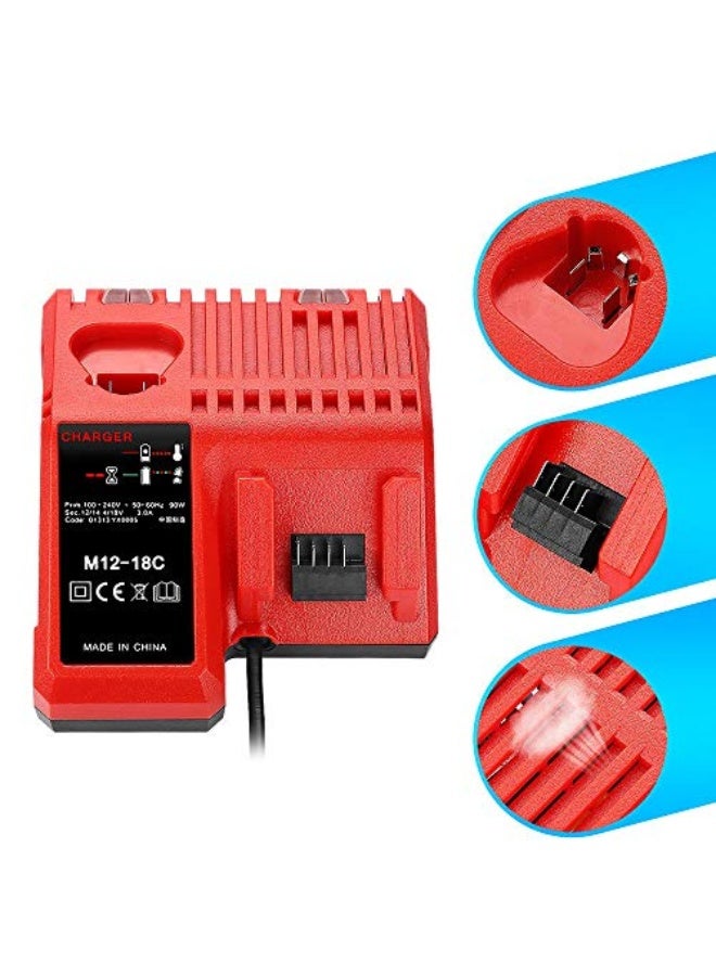 ميلواكي شاحن بطارية ليثيوم أيون M12-18C لميلووكي 12 فولت 14.4 فولت 18 فولت C1418C 48-11-1815/1828/1840 M18 M14 M12 بطارية ليثيوم - Image 3