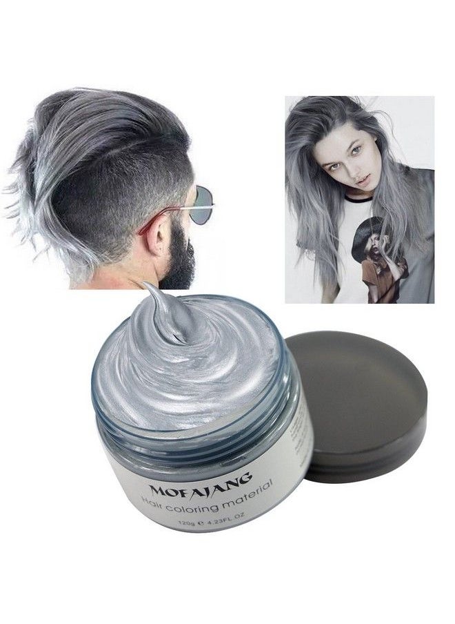 BeeShine - Hair Coloring Wax Disposable Instant Matte Hairstyle Mud Cream Hair Pomades For Kids Men Women To Cosplay Nightclub Masquerade Transformation (Ash Grey) - Image 1