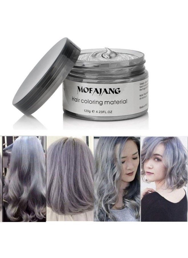 BeeShine - Hair Coloring Wax Disposable Instant Matte Hairstyle Mud Cream Hair Pomades For Kids Men Women To Cosplay Nightclub Masquerade Transformation (Ash Grey) - Image 1