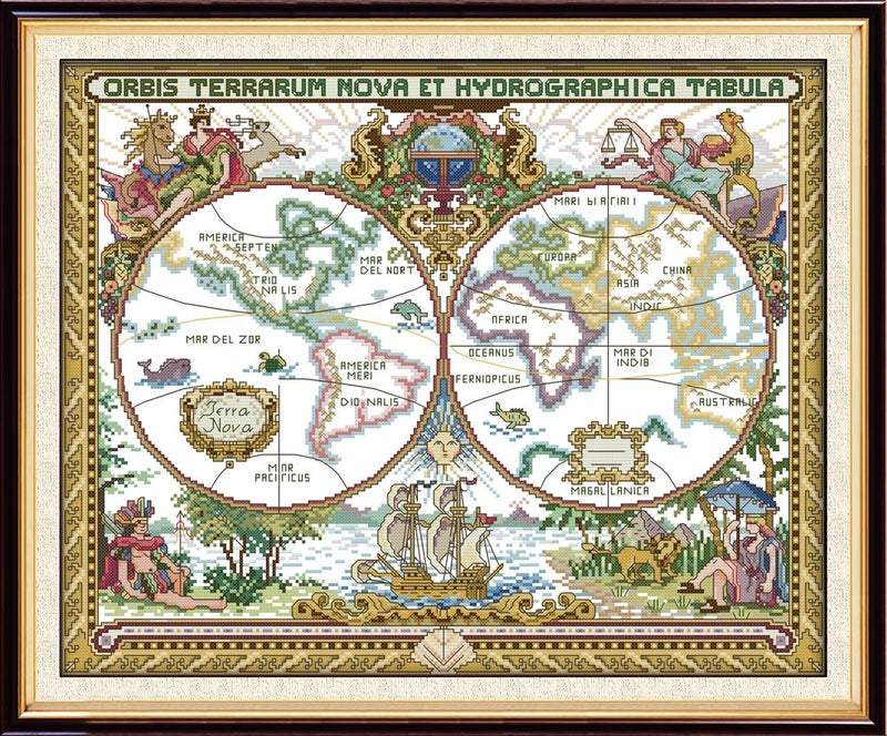 Stitchmelody 14CT Counted Cross Stitch KitsUnrinted Pattern Embroidery SetAncient World Map 20165 - Image 2