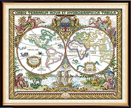 Stitchmelody 14CT Counted Cross Stitch KitsUnrinted Pattern Embroidery SetAncient World Map 20165 - Image 1