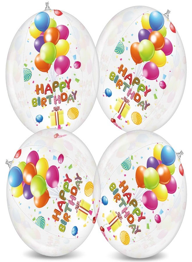 Silipull 4 Pcs 20 Inch Birthday Beach Ball Clear Inflatable Pool Balls Bulk Large Pool Birthday Party Decorations for Swimming Outdoor Water Games Adults Gift Favor - Image 1