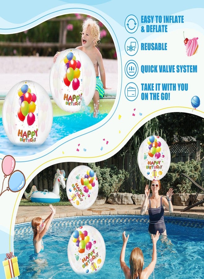 Silipull 4 Pcs 20 Inch Birthday Beach Ball Clear Inflatable Pool Balls Bulk Large Pool Birthday Party Decorations for Swimming Outdoor Water Games Adults Gift Favor - Image 5