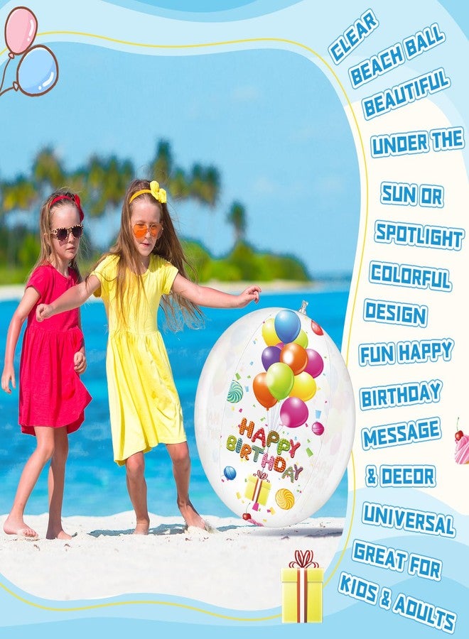 Silipull 4 Pcs 20 Inch Birthday Beach Ball Clear Inflatable Pool Balls Bulk Large Pool Birthday Party Decorations for Swimming Outdoor Water Games Adults Gift Favor - Image 4