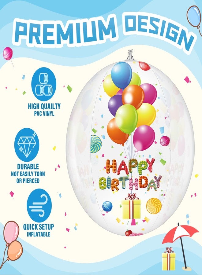 Silipull 4 Pcs 20 Inch Birthday Beach Ball Clear Inflatable Pool Balls Bulk Large Pool Birthday Party Decorations for Swimming Outdoor Water Games Adults Gift Favor - Image 3