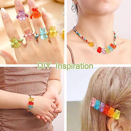 BB Beadthoven Beadthoven 400pcs Acrylic Bear Beads with Hole Transparent Gummy Bear Beads Bulk 12x8mm Assorted Cute Mini Candy Bear Pony Spacers for DIY Bracelet Earring Necklace Jewelry Making Supplies - Image 5