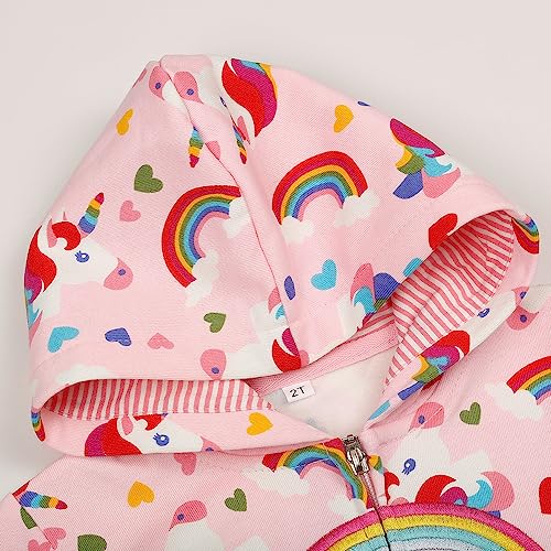 RETSUGO Girls Jacket Zip up Hoodie Rainbow Toddler Hooded Sweatshirt Kids Fall Outfits Clothes Winter Coats Casual Outerwear 6t - Image 4