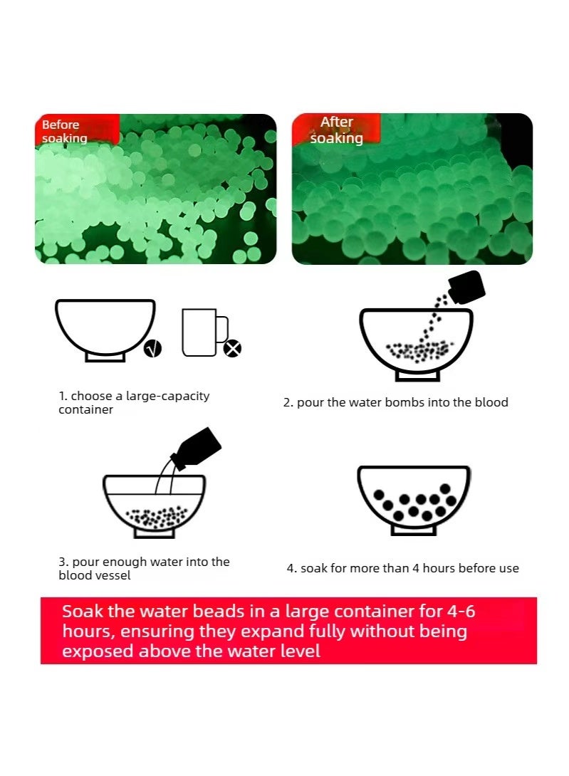Haidue Gel Blaster Beads (60000pcs) 7-8mm Glow-in-the-Dark Water Beads Gel Balls Bullets – Non-Toxic Luminous Water Balls for Splatter Ball Gun - Image 5