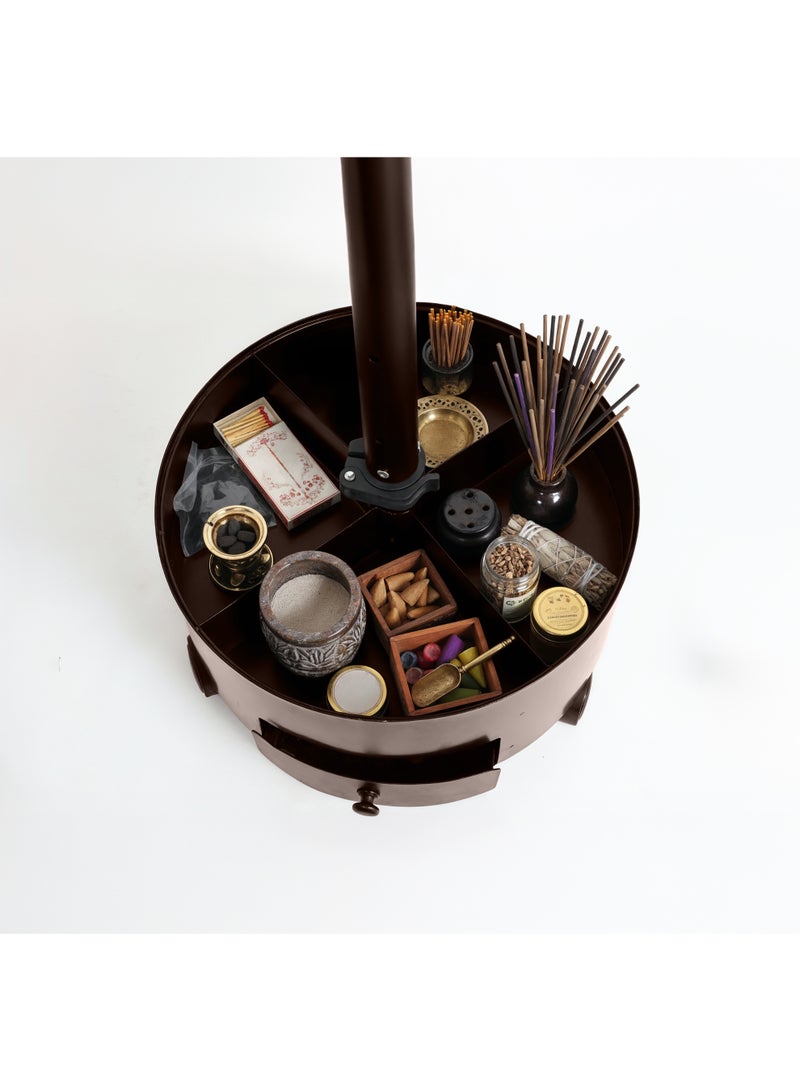 بورودو مبخرة بخور إسينشيا مع صينية تخزين وعجلة / ارتفاع 156 سم / بخور / رائحة فاخرة / إزالة التجاعيد وتعطير / فتحات تهوية البخور / معطر ملابس - بني - Image 3