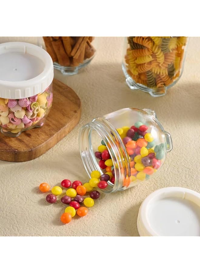 إكسفور برطمانات زجاجية لتخزين الطعام مع أغطية، سعة 450 مل، عبوة من 3 عبوات صغيرة مقاومة للتسرب وقابلة للتكديس، مثالية لتخزين الشوفان والحبوب طوال الليل، برطمانات زجاجية شفافة فارغة لتنظيم المطبخ - Image 2