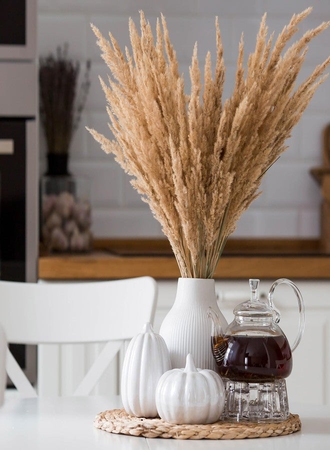 باتيكيل عشب البامباس الصناعي من باتيكيل، بطول 17 بوصة، 4 قطع، ديكور بوهيمي لتزيين المنزل، سيقان صناعية طويلة ورقيقة لحفلات الزفاف، تنسيق الزهور في المزهريات، قطع مركزية، لون وردي فاتح - Image 5