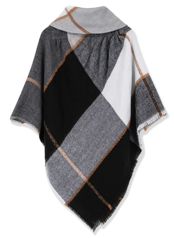 Moss Rose Women's Travel Plaid Shawl Wrap Open Front Poncho Cape for Fall Winter Holiday Gift, Raincloud, One size - Image 3
