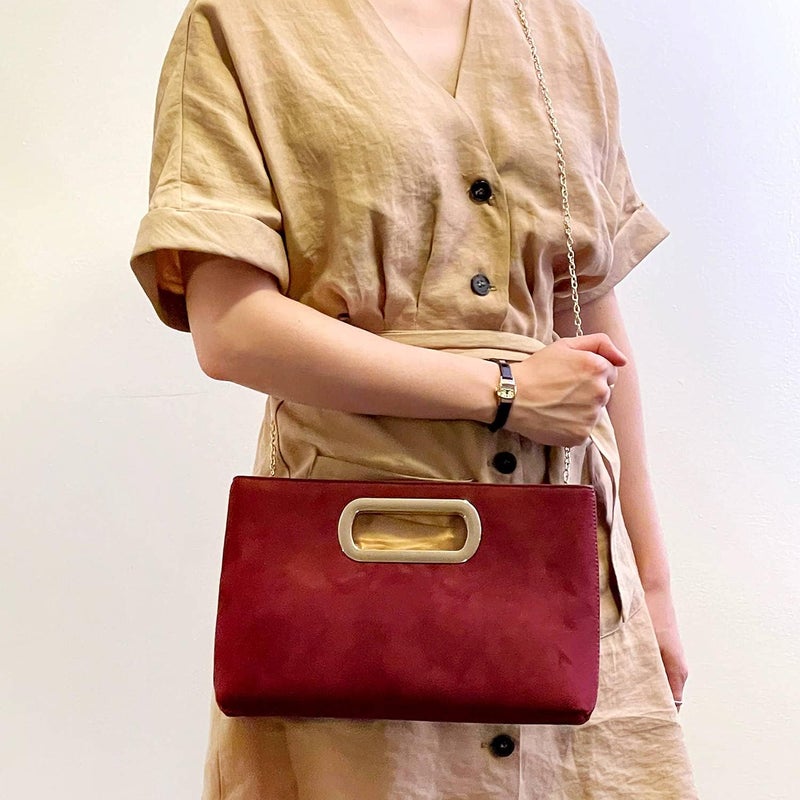 JNB Top Handle Faux Suede Clutch - Image 5