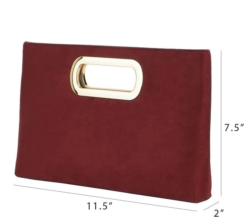 JNB Top Handle Faux Suede Clutch - Image 2