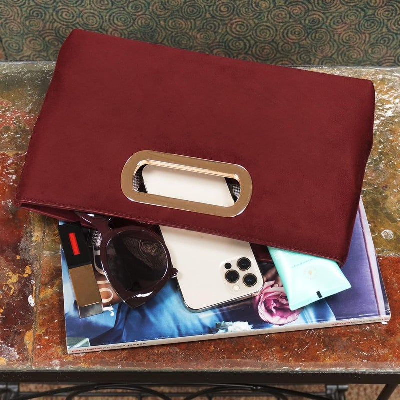 JNB Top Handle Faux Suede Clutch - Image 3