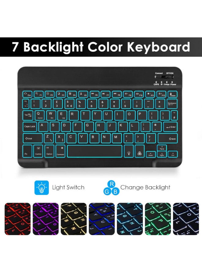 Generic - For Samsung Tablet A9Plus11 Inch Protective Case Backlit Bluetooth Keyboard Pen Slot Leather Case Spanish-Color:Tianyun Blue Leather Case + Pearl White Square Cap Backlight Keyboard + Mouse-Product Type:Samsung Tab A9 Plus 11inch /sm-x210/x216/x218 - Image 1