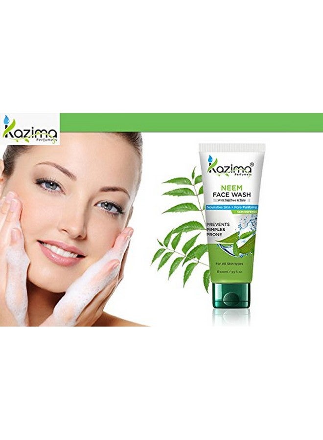 KAZIMA Neem Face Wash (Pack Of 3 Each 100Ml) With Tulsi & Tea Tree For Anti Pollution, Remove Anti Acne Pimples Scars, Nourishes Skin + Pore Purifying Skin Defense  - Image 4