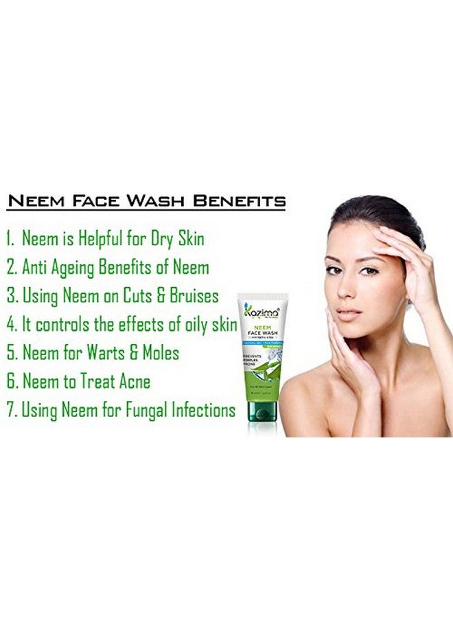 KAZIMA Neem Face Wash (Pack Of 3 Each 100Ml) With Tulsi & Tea Tree For Anti Pollution, Remove Anti Acne Pimples Scars, Nourishes Skin + Pore Purifying Skin Defense  - Image 5