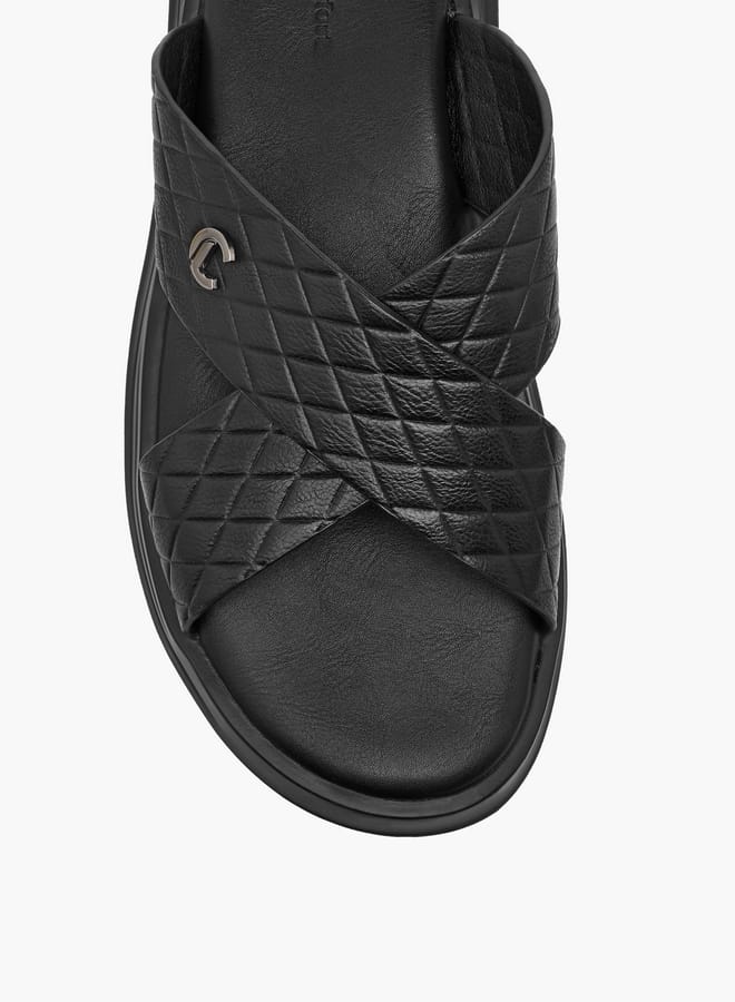 لو كونفورت صنادل رجالي بنقوش جلد بحزام متقاطع سهل الارتداء - Image 3