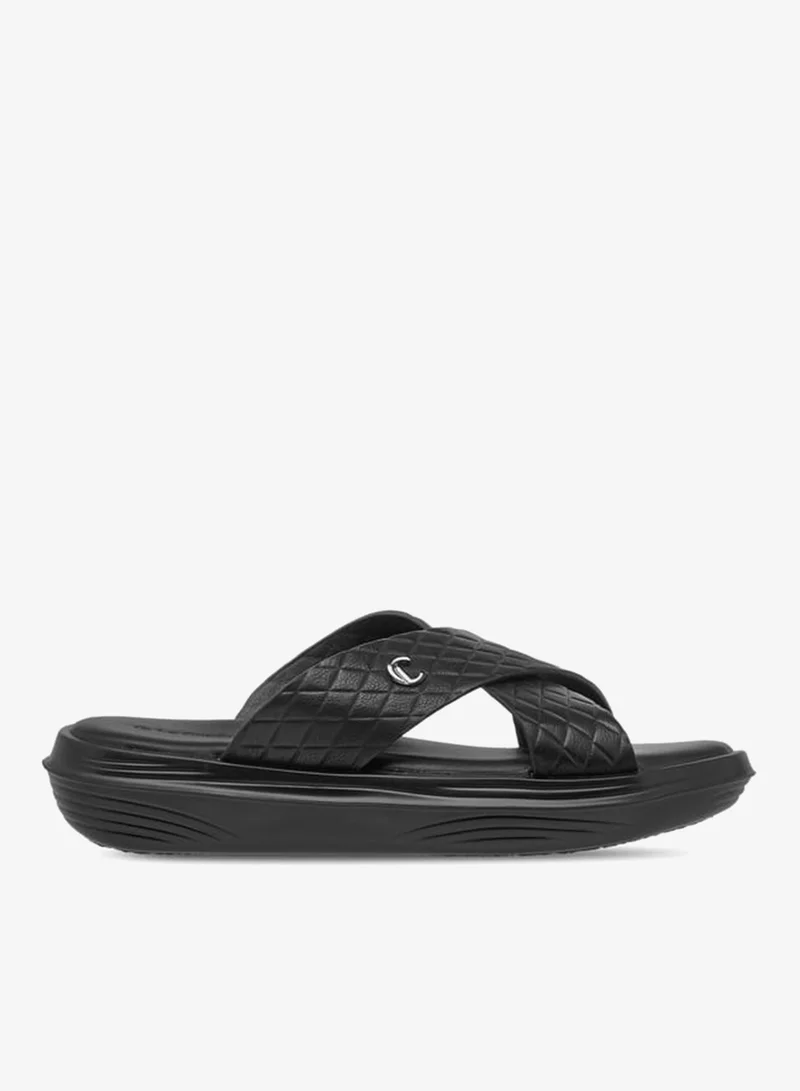 لو كونفورت صنادل رجالي بنقوش جلد بحزام متقاطع سهل الارتداء