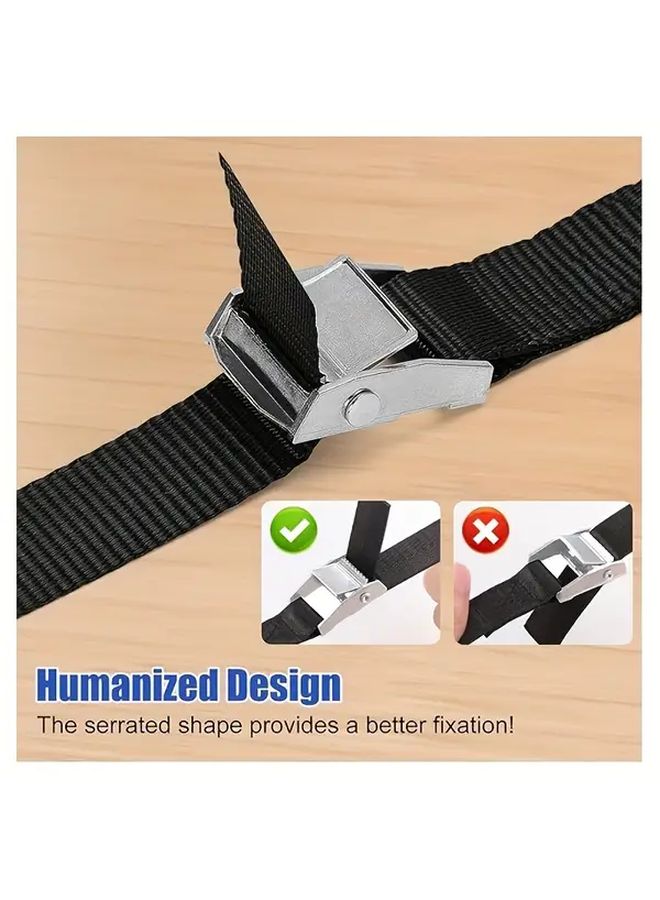 6pcs Zinc Alloy Ratchet Tie Down Straps Heavy Duty Nylon Webbing For Cargo Transport - Image 2