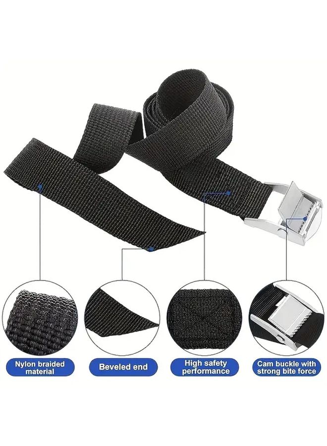 6pcs Zinc Alloy Ratchet Tie Down Straps Heavy Duty Nylon Webbing For Cargo Transport - Image 4