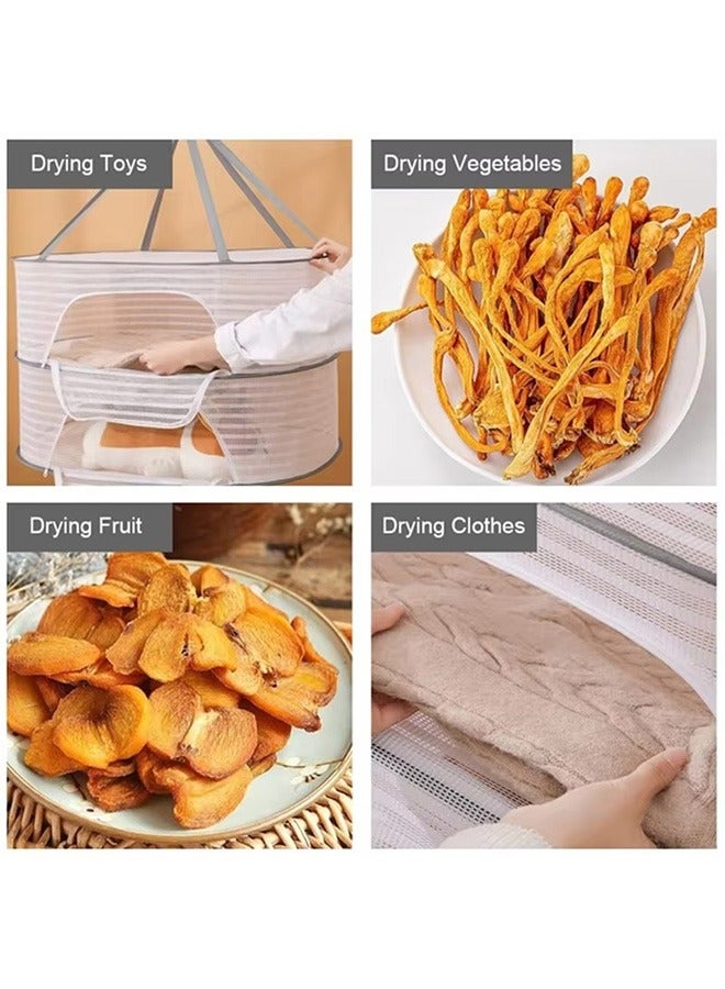 2 Layer Hanging Drying Mesh for Dry Clothes Basket,Foldable for Plants,Drying Fish, Foods Hanging Drying  Net (White, 2 Layer) - Image 4