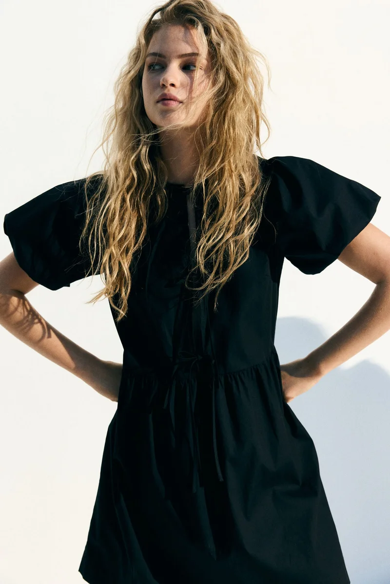 H&M Tie-front poplin dress