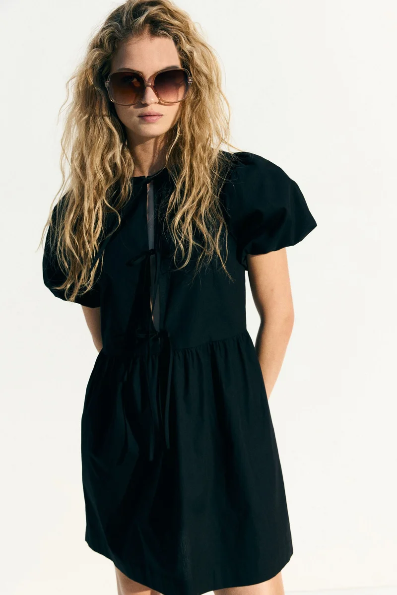 H&M Tie-front poplin dress