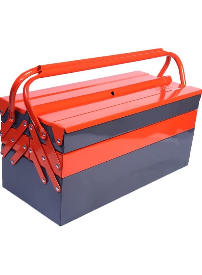 5 Compartment Double Handle Metal Tool Kit Box for Tools Tool Box for Home Company  Workshop and Garage Orange & Grey - Image 1