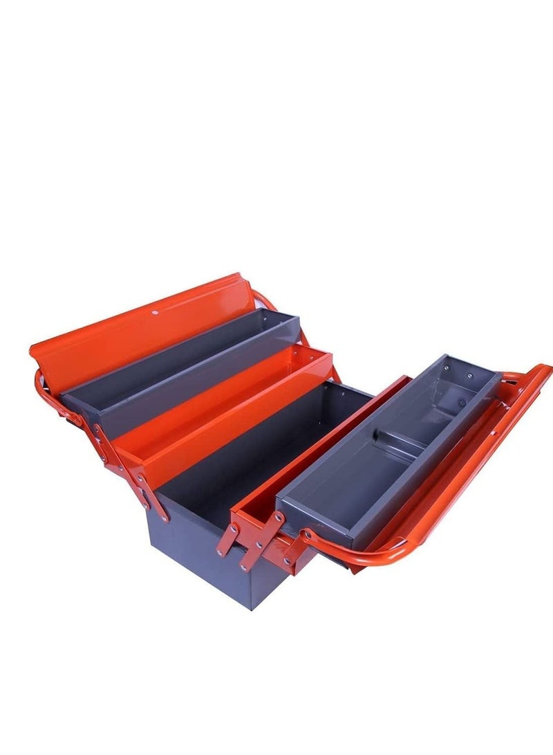5 Compartment Double Handle Metal Tool Kit Box for Tools Tool Box for Home Company  Workshop and Garage Orange & Grey - Image 3
