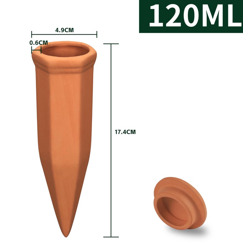 Soilagua Large Terracotta Watering Spikes with Lids, Automatic Plant Waterer Outdoor | Indoor, Vacation Friendly Clay Plant Watering Devices System, Slow Release Self Watering Planter Insert, 6 Pack - Image 2