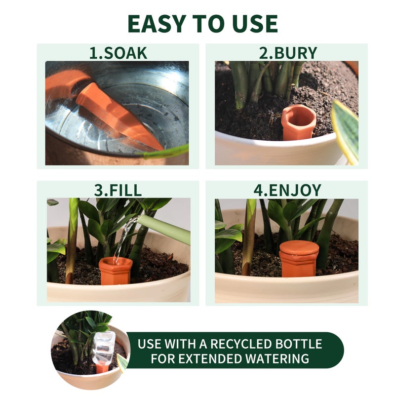 Soilagua Large Terracotta Watering Spikes with Lids, Automatic Plant Waterer Outdoor | Indoor, Vacation Friendly Clay Plant Watering Devices System, Slow Release Self Watering Planter Insert, 6 Pack - Image 5