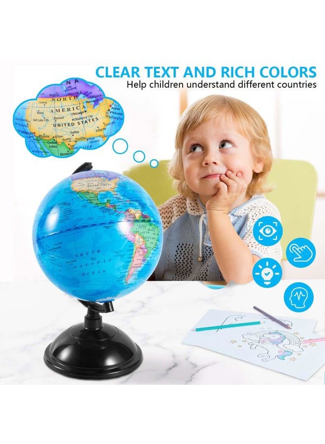 KISEER 8 Inch World Globe with Stand Rotating Earth Spinning Globe for Kids Geography Classroom Education or Decorations (Blue) - Image 4