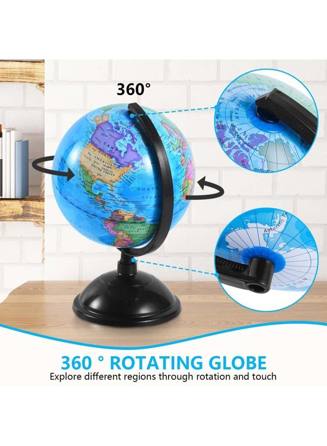 KISEER 8 Inch World Globe with Stand Rotating Earth Spinning Globe for Kids Geography Classroom Education or Decorations (Blue) - Image 3