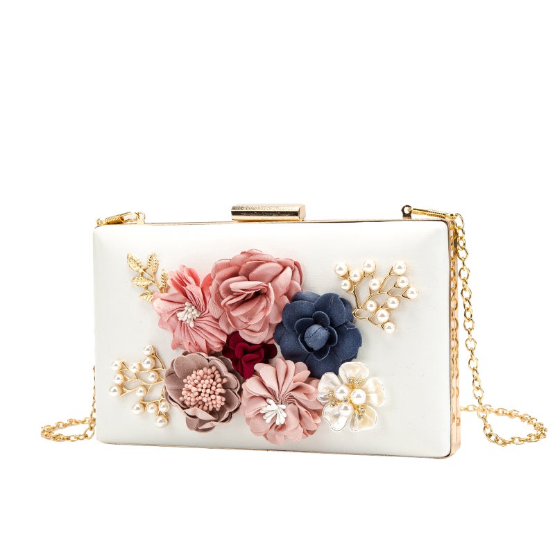 Fashion Flower Evening Bag Clutch Bag Party Banquet Evening Bag Chain Shoulder Bag Stereo Small Square Bag - Image 1