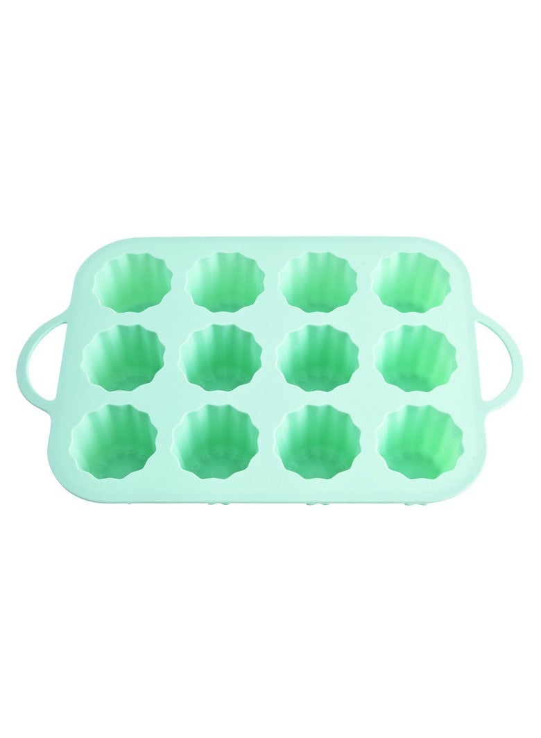 Silicone baked cake mold Food grade heat resistant household 12 with lace jelly creme pudding mint green