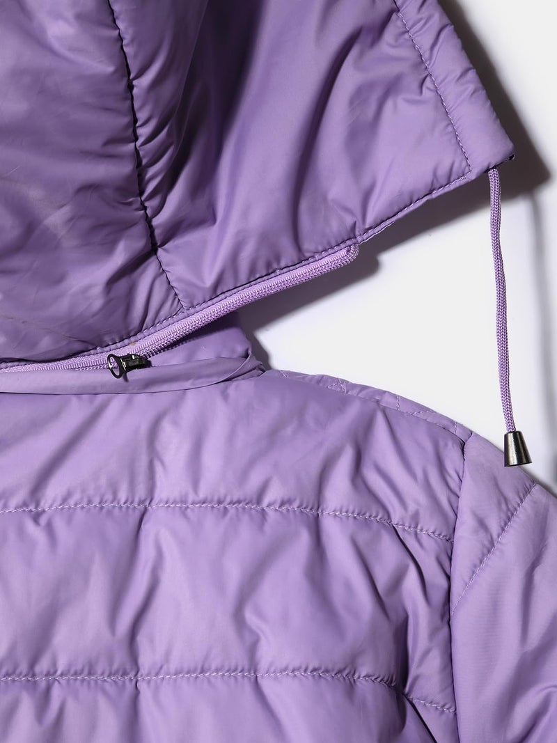 Nautinati Girls' Puffer Jacket | Hooded Design| Age 2-10 Years(NNNGWW070078-2-3Y_Lavender_2-3Y) - Image 3