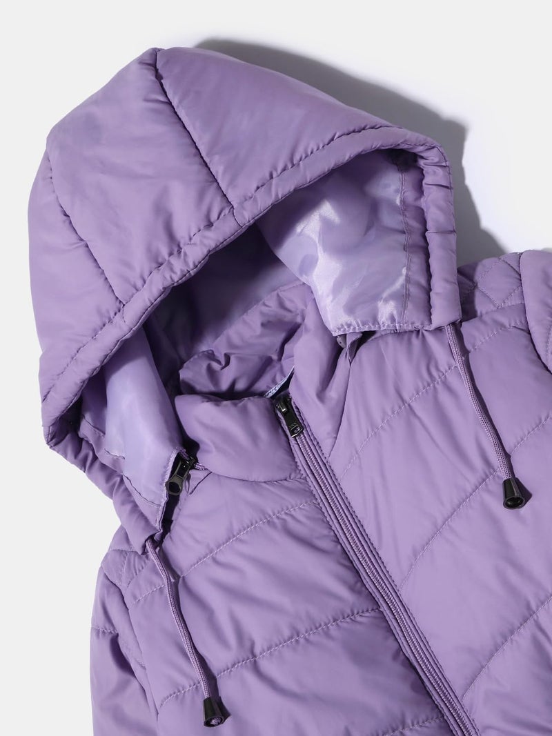 Nautinati Girls' Puffer Jacket | Hooded Design| Age 2-10 Years(NNNGWW070078-2-3Y_Lavender_2-3Y) - Image 2
